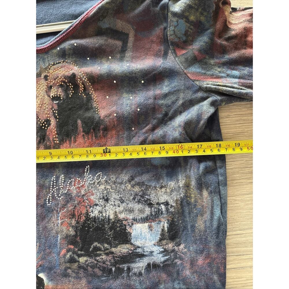 Vintage Y2K Cactus Bay XL Bear Moose Rhinestone Wildlife 3/4 Sleeve USA Top - Picture 5 of 6